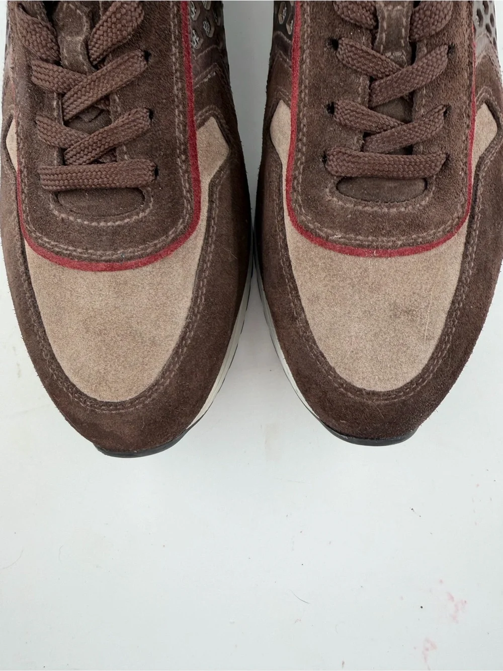 NeroGiardini Men’s Brown Suede -SZ 12.5- Red Detail Shoes Loafers Made in Italy